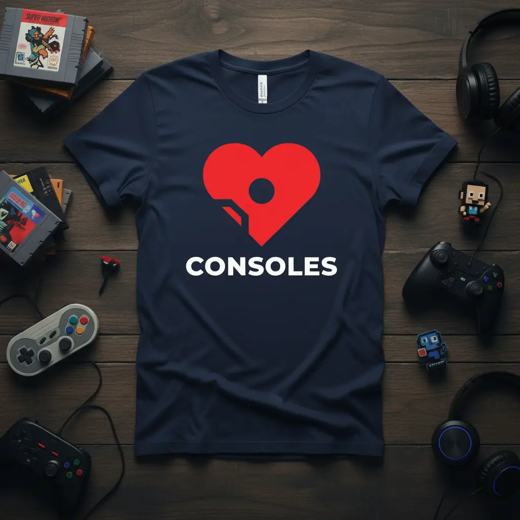 Heart Consoles Gamer T-Shirt Retro Gaming Gift for Him