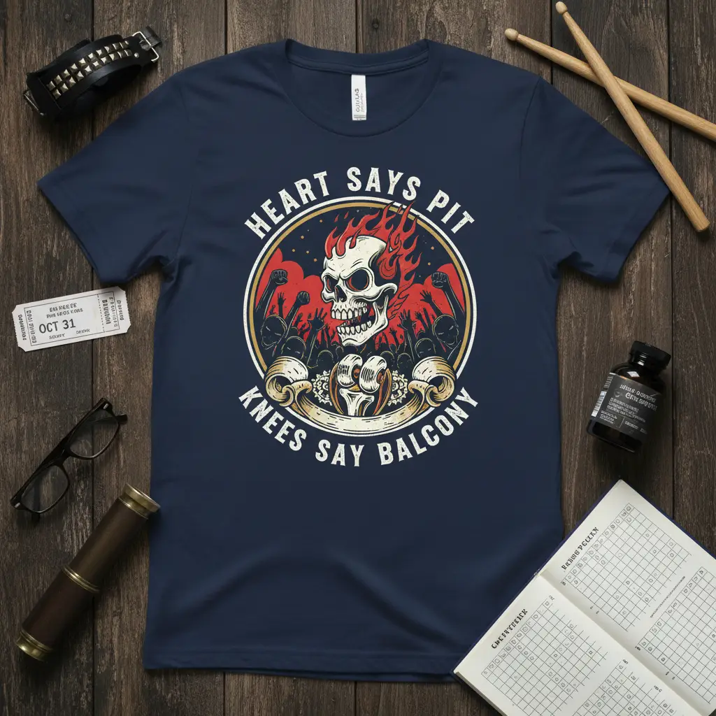 Heart Says Pit Knees Say Balcony T-Shirt Funny Concert Gift