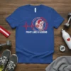 Heart Warrior Fight Like A Legend t-shirt with a stylized heart and EKG line