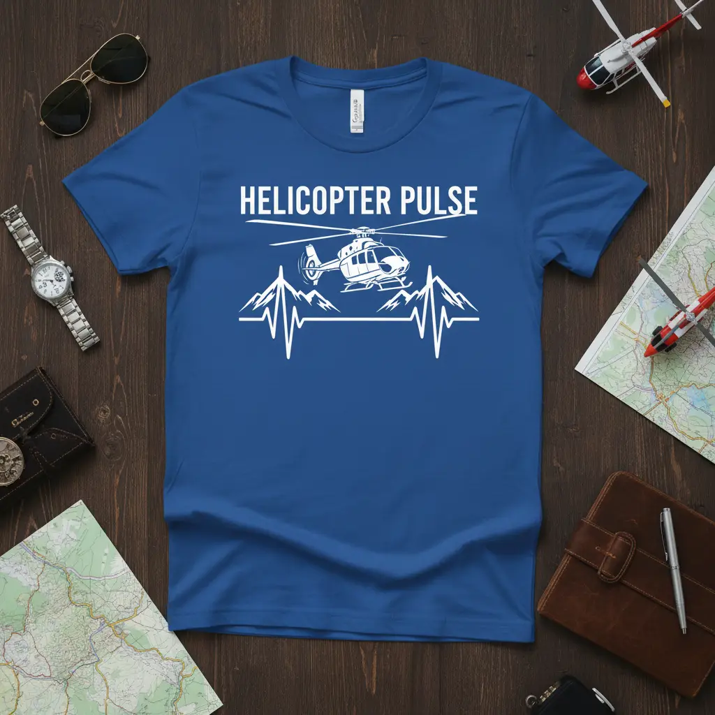 Helicopter Pulse T-Shirt Pilot Aviation Lover Gift