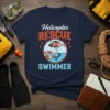 Helicopter Rescue Swimmer t-shirt design featuring a helicopter, life preserver, and swimmer in water