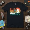 Hello 8 I'm Ready For Ya birthday t-shirt design with a rocket and retro sunset graphic
