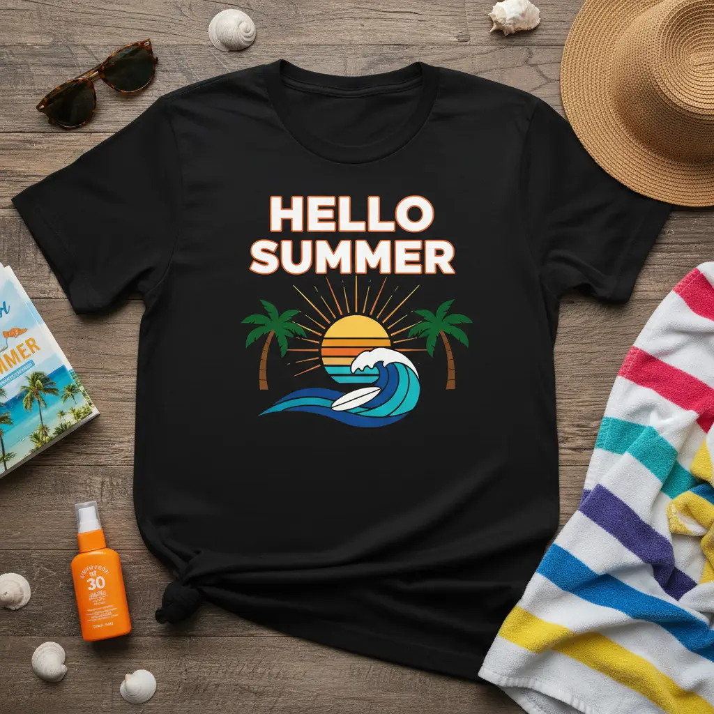 Hello Summer Beach Vibes T-Shirt for Vacation