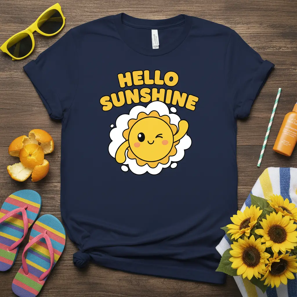 Hello Sunshine Cute Sun Graphic T-Shirt Summer Vibes