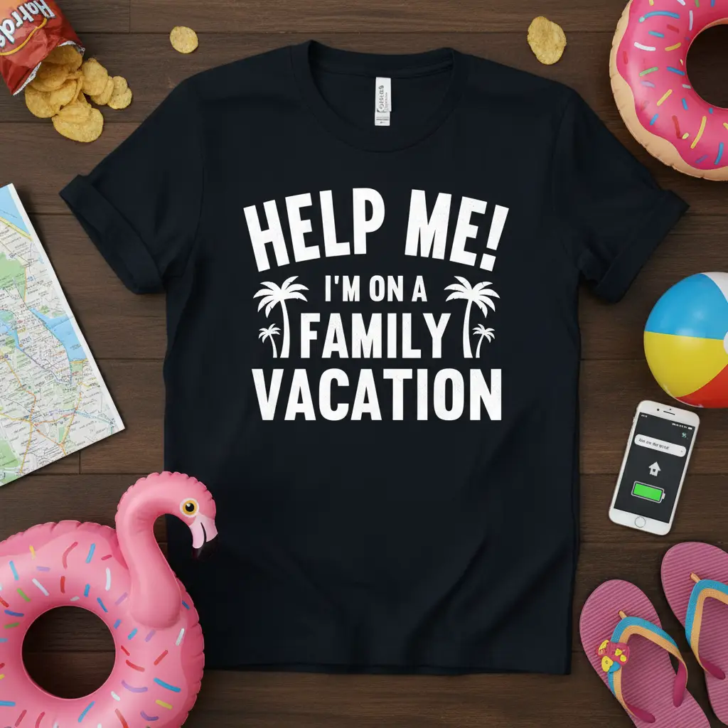 Help Me! I’m on a Family Vacation T-Shirt Funny Travel Gift