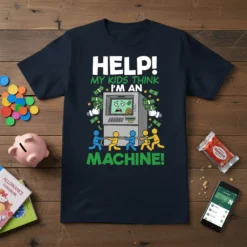 Help! My Kids Think I'm An Machine! funny parent t-shirt design with ATM graphic and money