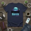 Her Desired Haven Podcast T-Shirt with landscape and podcast icon graphic