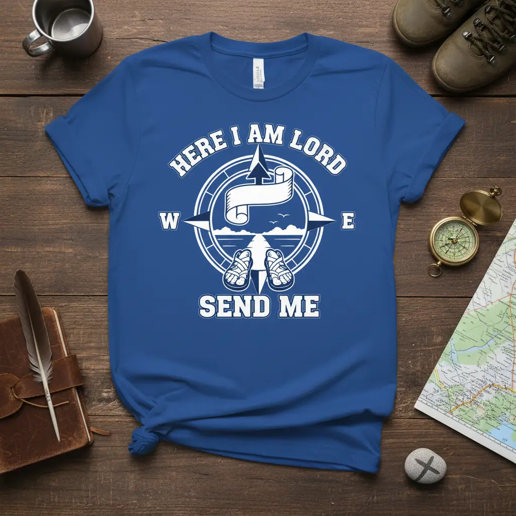 Here I Am Lord Send Me Christian T-Shirt Faith Mission Gift