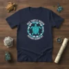 Navy t-shirt with a turquoise sea turtle inside a geometric circle, text reads HEX TURTLE HAVEN OCEANIC GEOMETRY