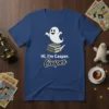 Hi, I'm Casper. Casper T-Shirt with a cute ghost character sitting on books