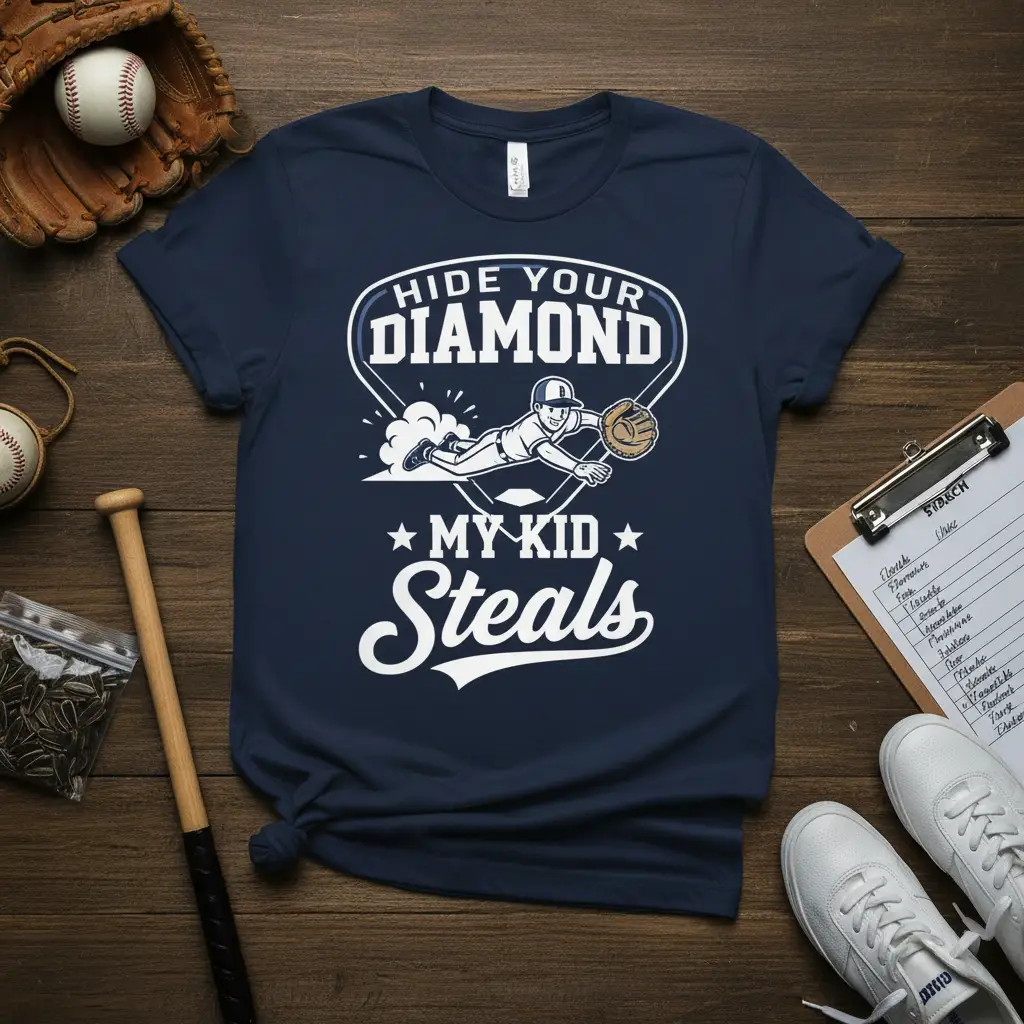 Hide Your Diamond My Kid Steals Baseball Mom T-Shirt