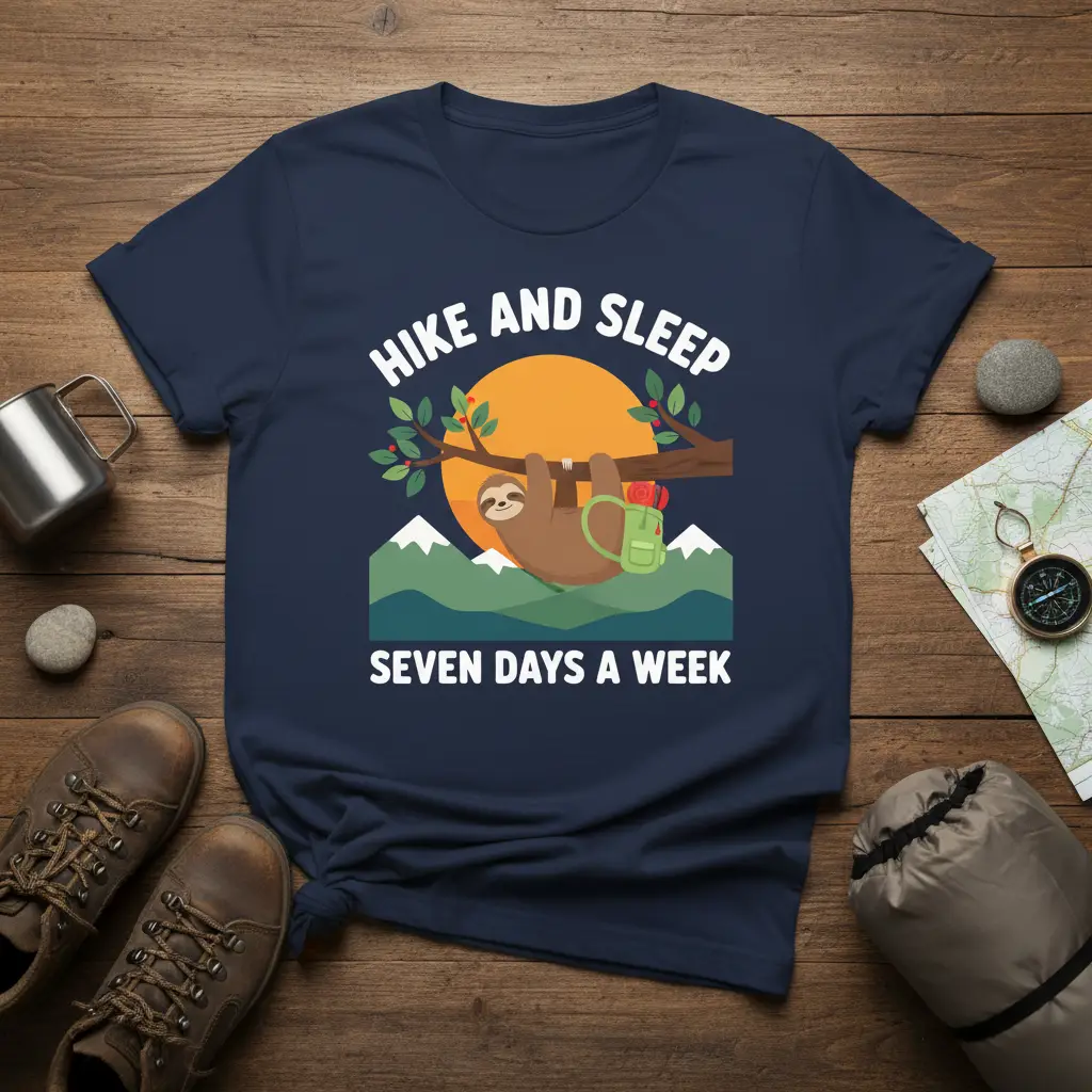 Hike and Sleep Seven Days a Week Sloth T-Shirt