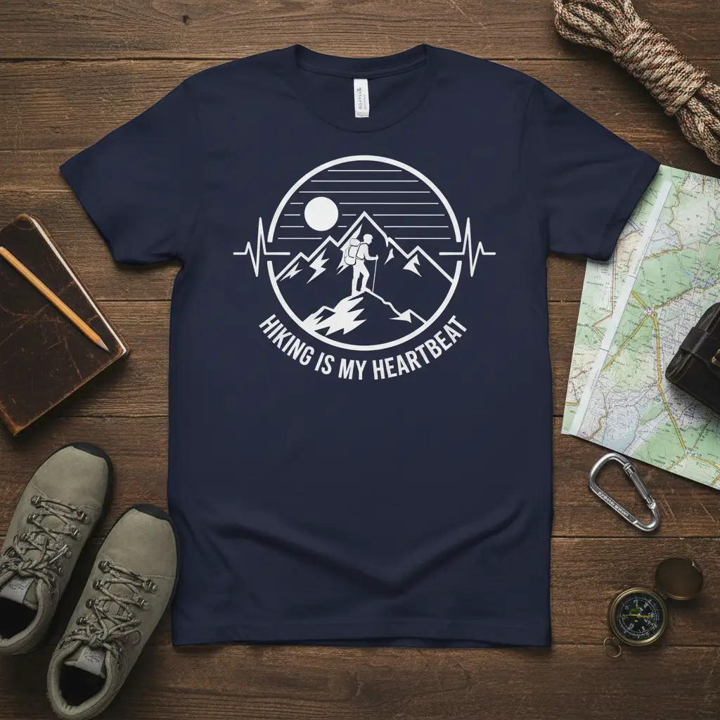 Hiking Is My Heartbeat T-Shirt for Adventure Seekers