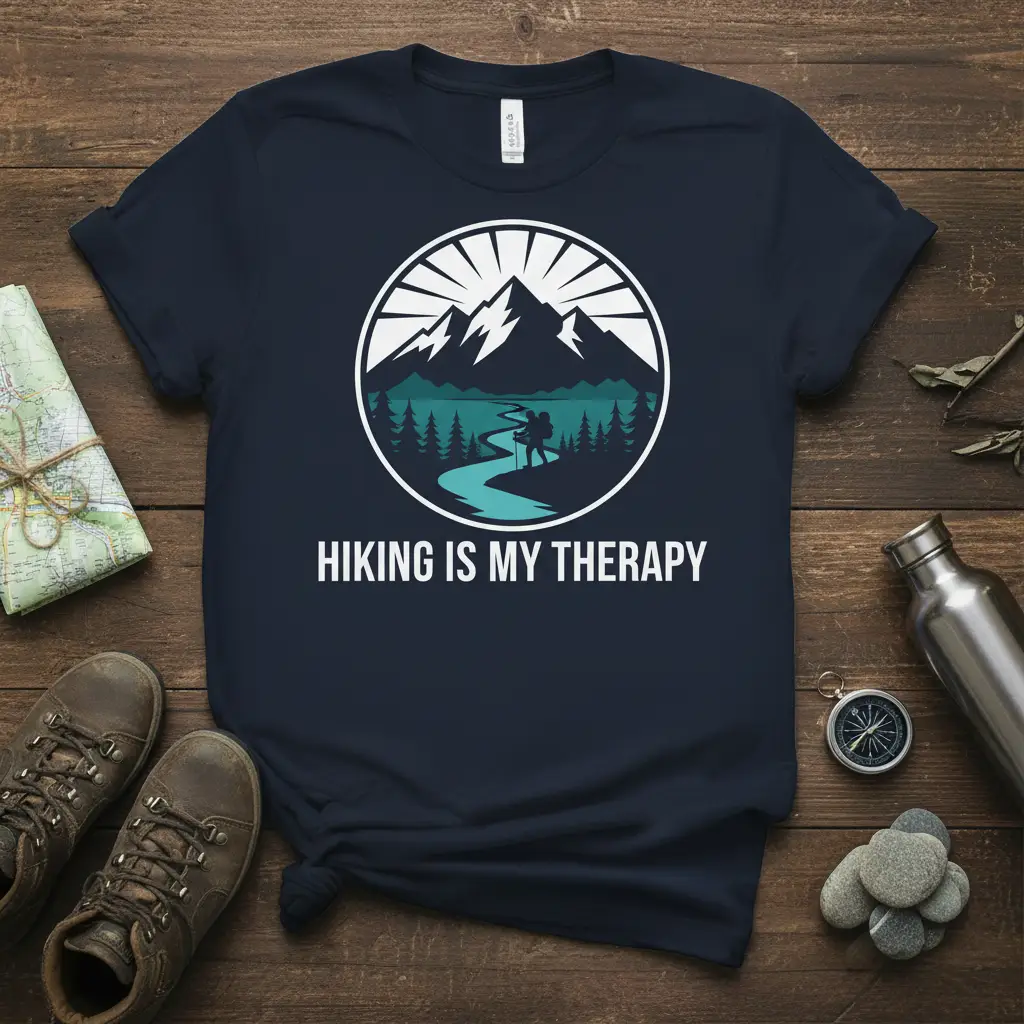 Hiking Is My Therapy T-Shirt Outdoor Adventure Gift