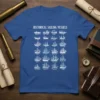 T-shirt design featuring a grid of historical sailing vessels with their names labeled, titled "Historical Sailing Vessels."