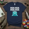 Hoa Hoa Hoa Hoa Vibes Christmas T-Shirt featuring bold white text and a teal mountain graphic with snowy peaks
