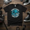 Hockey Player Goalie Save t-shirt design featuring two hockey players and text