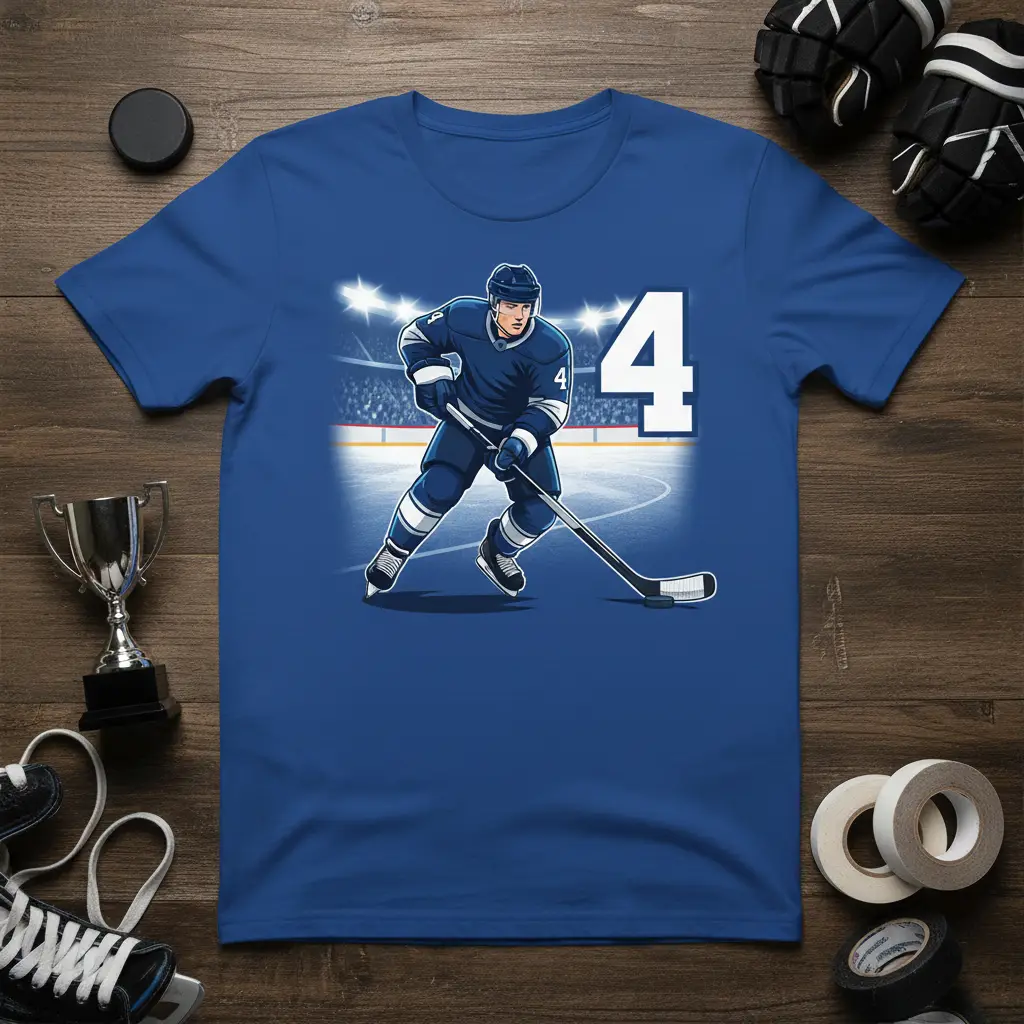 Hockey Player Number 4 Ice Hockey T-Shirt Gift