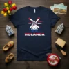 Navy blue t-shirt with a white and blue windmill graphic and the word HOLANDA in red, white, and blue lettering