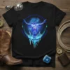 Black t-shirt with blue ice-themed bull skull graphic and motivational quote "Hold Up High, Can't Go Wrong. Fear Nothing, Be