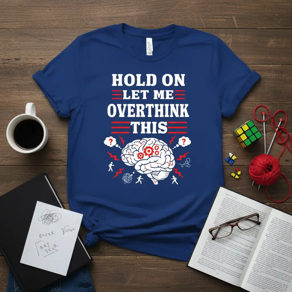 Hold on Let Me Overthink This T-Shirt Funny Brain Design