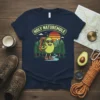 Holy Naturemole text above a cartoon avocado character hiking in a forest scene with mountains and sunset