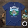 HONDURAS EST. 1821 t-shirt design with Mayan pyramid and flag graphic