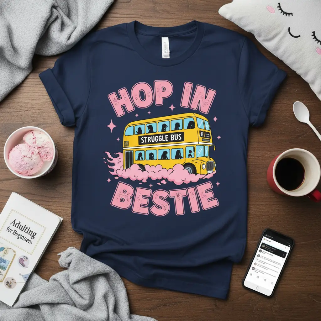 Hop in Struggle Bus Bestie Funny Friendship T-Shirt