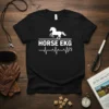 White Horse EKG design on a black t-shirt, featuring a horse silhouette and heartbeat graphic