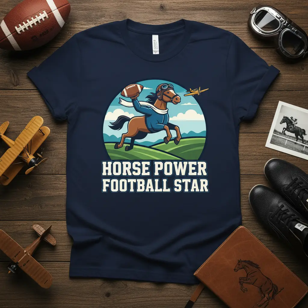 Horse Power Football Star T-Shirt Funny Sports Fan Gift