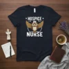 Hospice Nurse T-Shirt design featuring a wise owl wearing a nurse's cap and stethoscope