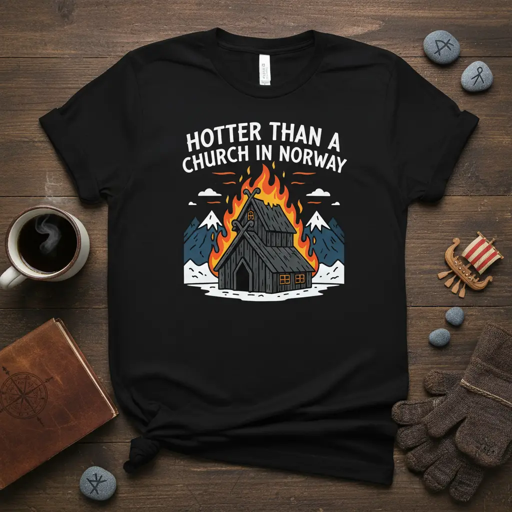 Hotter Than a Church in Norway Funny Viking Tee
