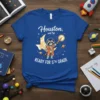 Houston we're READY FOR 5TH GRADE t-shirt with astronaut raccoon, Texas map, moon, and stars design