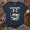 T-shirt with "How Many Nights A Week Should You Be Reading? 6-7" text and stacked books graphic