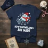 How Snowflakes Are Made funny winter t-shirt with a cartoon cloud creating a tornado surrounded by snowflakes