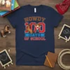 Howdy 100 Days of School t-shirt design with a cowboy, horse, and school-themed graphics