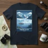Hubbard Glacier Alaska t-shirt design featuring a cruise ship sailing near a massive glacier and snow-capped mountains