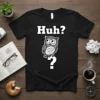 Huh? Owl Question Mark bold graphic design printed on comfortable cotton t-shirt