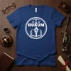 Hukum T-Shirt design with scales of justice and an open book with a torch, representing law and knowledge
