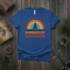 Retro sunset graphic t-shirt with "HUMBOLDT" text and a silhouette of a redwood tree
