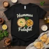 Hummus Falafel t-shirt design featuring creamy hummus and crispy falafel illustrations with text