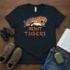 Black t-shirt with "Hunt Tigers" text and a running tiger graphic in orange and white