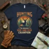 Hunting The Original Hide And Seek Champion t-shirt with deer, fox, and pheasant graphic