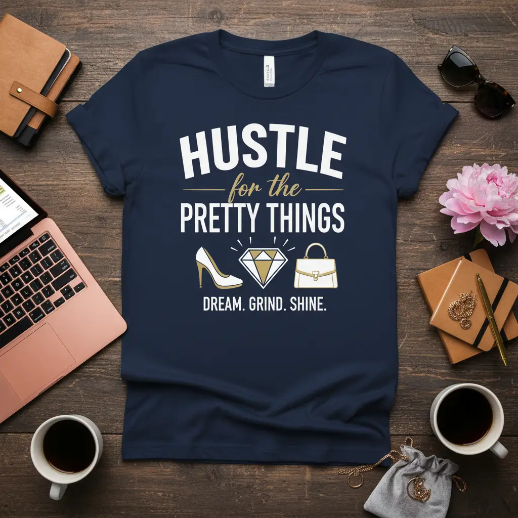 Hustle for the Pretty Things Tee | Dream Grind Shine Quote