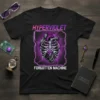 Black t-shirt featuring HYPERVIOLET FORGOTTEN MACHINE text with a detailed mechanical rib cage and heart graphic in purple and pink