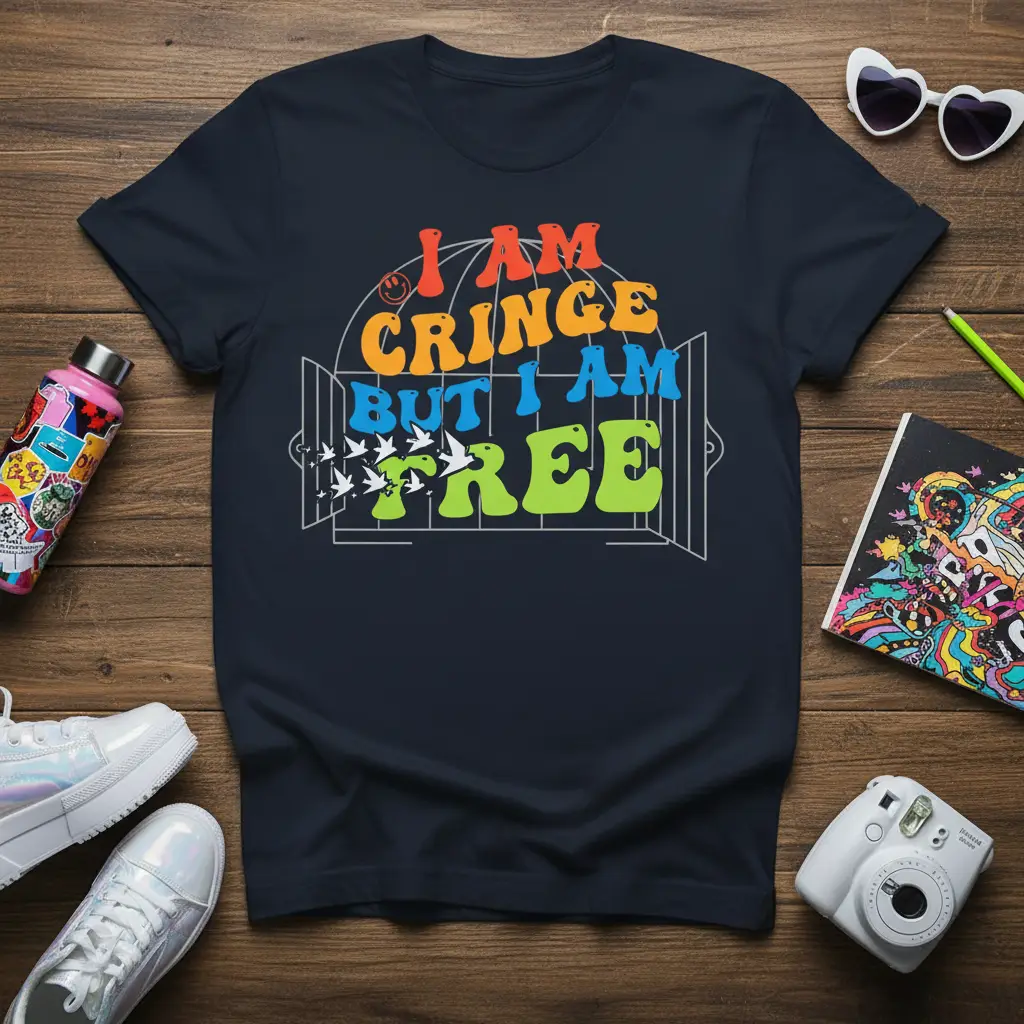 I Am Cringe but I Am Free Quote T-Shirt Humorous Slogan Gift