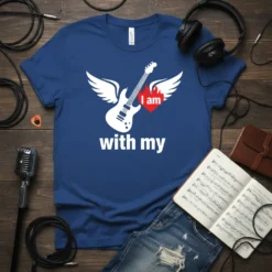 I am with my guitar eye-catching graphic design printed on comfortable cotton t-shirt