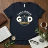 Christian t-shirt design with "I am a child of GOD Psalm 82:6" text, featuring hands holding a crescent moon and