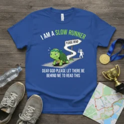 Funny 'I Am A Slow Runner Dear God Please Let There Be Behind Me To Read This' t-shirt with a
