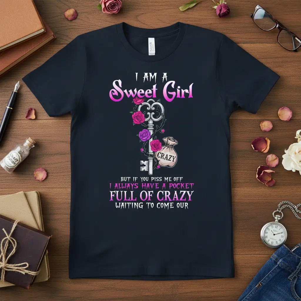 I Am a Sweet Girl Full of Crazy T-Shirt Funny Sassy Gift